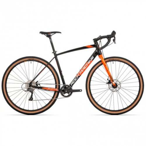 Bicicleta rock machine gravelride 200 28 negru portocaliu argintiu l-56cm