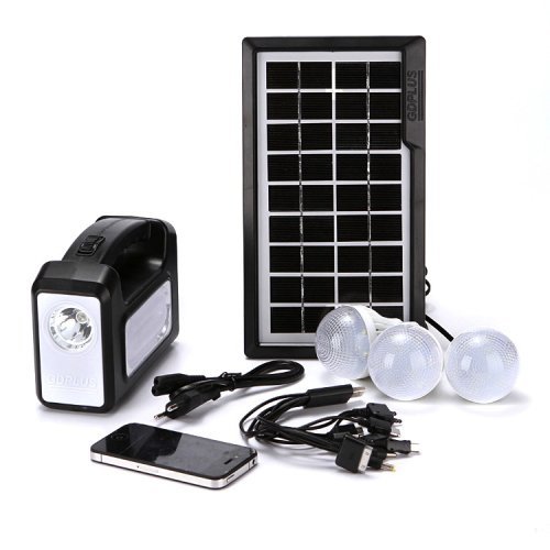 Kit solar GD-Lite 3 dotat cu dispozitive USB cu 3 becuri LED + acumulator de mare capacitate