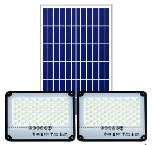 Set 2 proiectoare solare 100w + 1 panou fotovoltaic