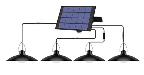 Set panou solar cu 4 becuri led cu aplica si telecomanda 50w