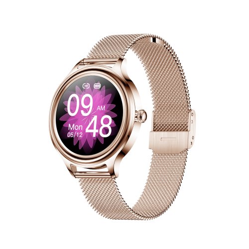 Ceas smartwatch dama xk fitness km05 cu monitorizare puls, oxigen sange, moduri sport, auriu