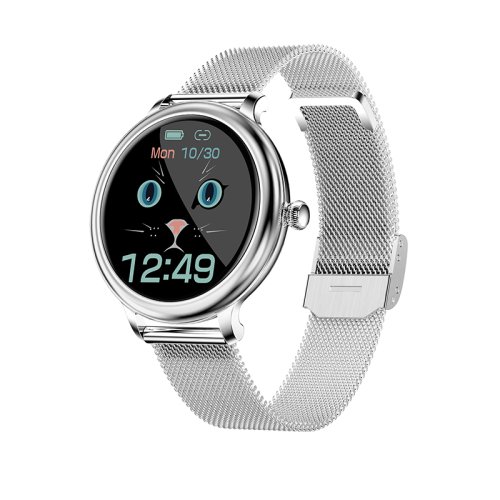 Ceas smartwatch dama xk fitness ny13 cu display 1.08 inch, puls, moduri sport, metal, argintiu