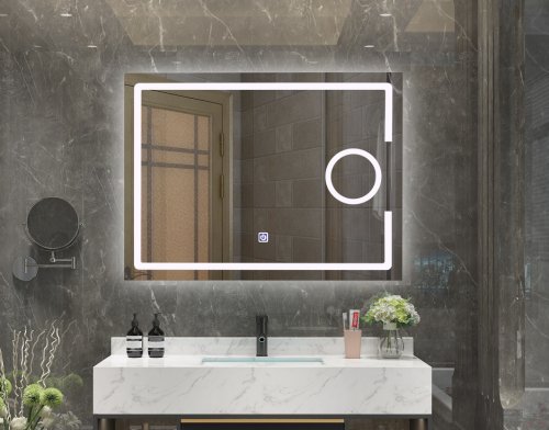 Bathzone, oglinda baie daflin 11 cu iluminare led si touch senzor, ip44, 6500k, 1750lm, dreptunghiulara l80xh60 cm