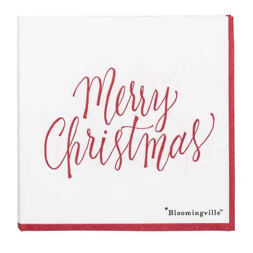 Servetele de hartie merry christmas alb / rosu, 25 x 25 cm, 20 bucati