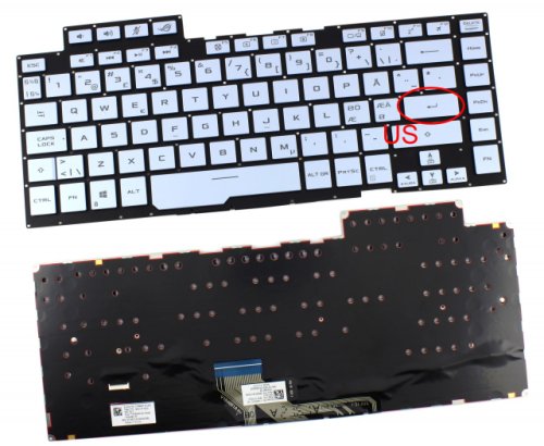 Tastatura albastra asus 6037b0172901 iluminata rgb layout us fara rama enter mic