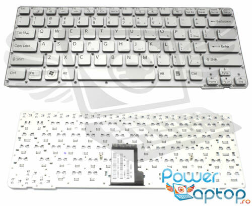 Tastatura argintie sony vaio vpcca1s1e layout us fara rama enter mic