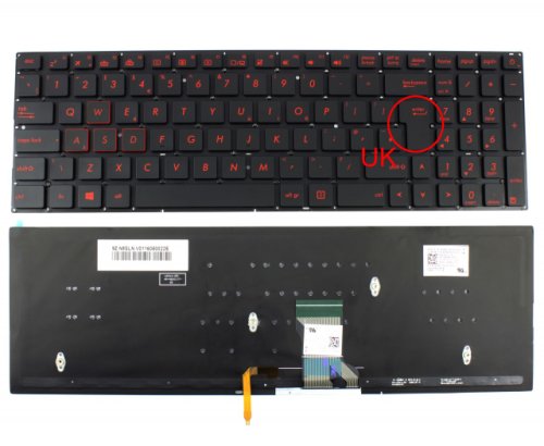 Tastatura asus 9z.n8sbq.x0u iluminata rosu layout uk fara rama enter mare