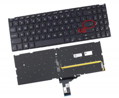 Tastatura neagra asus 0kn1-ah5bg12 iluminata layout us fara rama enter mic