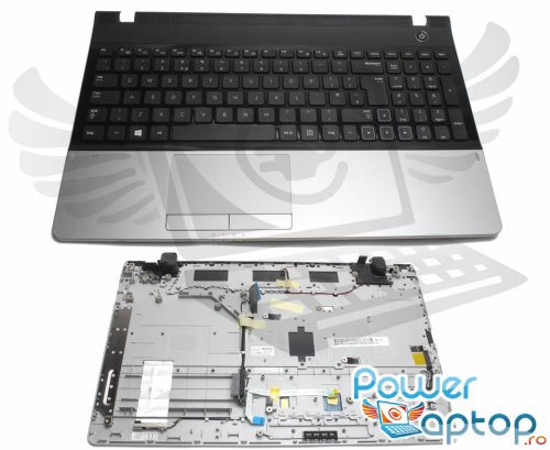 Tastatura samsung np300e5a neagra cu palmrest argintiu si touchpad