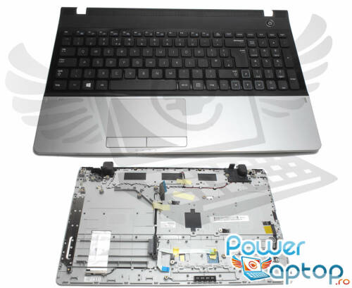 Tastatura samsung np300e5z neagra cu palmrest argintiu si touchpad