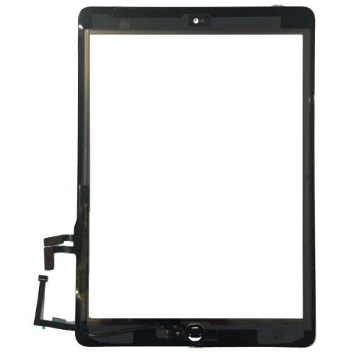 Touchscreen digitizer apple ipad 5 a1823 cu buton home si adeziv alb geam sticla tableta