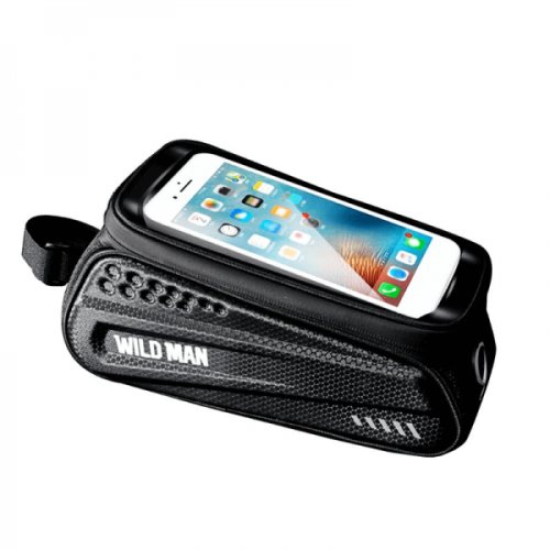 Borseta de transport wild man antisoc waterproof cu suport transparent telefon slot casti capacitate 1l pentru biciclete / trotinete negru