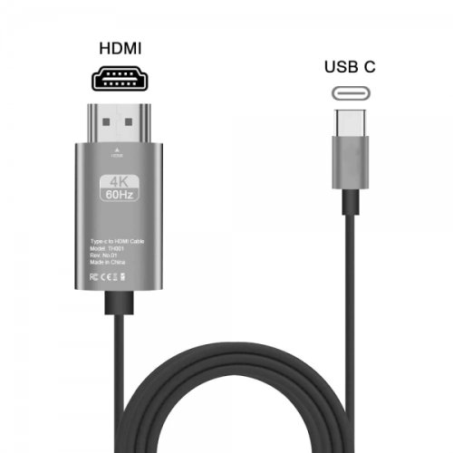 Cablu convertor usb 3.1 type-c la hdmi 2.0 4k@60hz hdcp 2.2 rgb 4:4:4 hdr10 carcasa aluminiu 1.8m