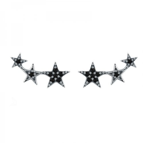 Cercei cu surub pe ureche argint 925 krassus black star dust cu zirconiu model stea