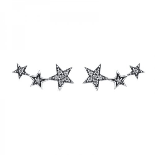 Cercei cu surub pe ureche argint 925 krassus star dust cu zirconiu model stea