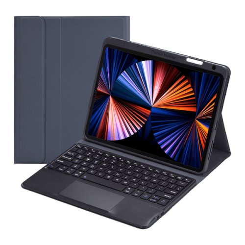 Krasscom Husa carte cu tastatura si touchpad bluetooth pentru ipad air 4 2020 10.9 / ipad pro 11 suport pentru stylus a2072 / a2316 / a2324/ a2325 / a2013 / a1934 / a1979 / a2068/ a2228/ a2230 gri carbon