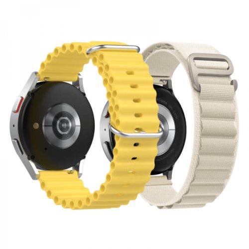 Krasscom Set 2 curele pentru ceas 22 mm pentru galaxy watch 3 45mm gear s3 frontier huawei watch gt 3 huawei watch gt 2 46mm huawei watch gt alb galben