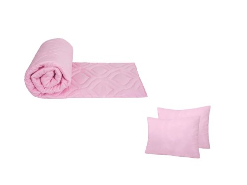 Pachet 1 pilota matlasata somnart belina roz, 200x220 cm + 2 perne somnart belina roz, 50x70 cm