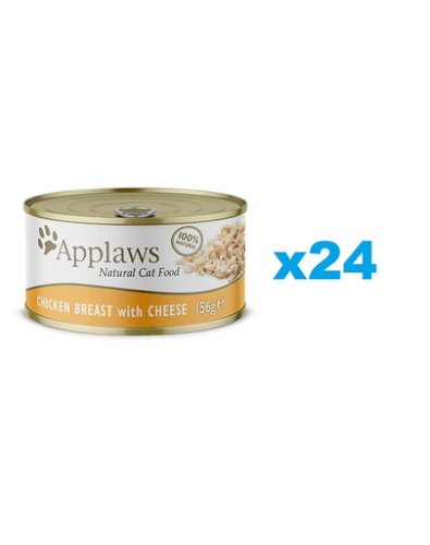 Applaws cat tin chicken breast with cheese 24x156g conserve hrana pisici, cu pui si branza