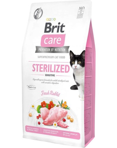 Brit care cat grain-free sterilized sensitive hrana uscata pisici sterilizate cu tract digestiv sensibil 2 kg