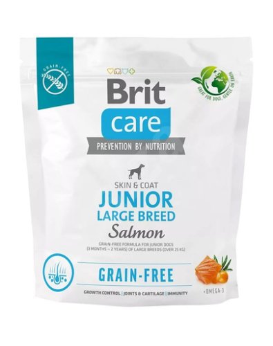 Brit care grain-free junior large breed sac hrana pentru catei de talie mare, cu somon 12 kg