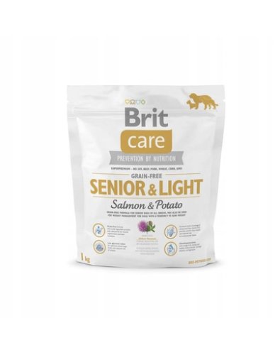 Brit care grain-free senior light 1 kg hrana caini seniori cu tendinta de ingrasare, cu somon si cartofi