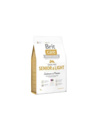 Brit care grain-free senior light 3 kg hrana uscata pentru caini seniori si cu tendinta de ingrasare, cu somon