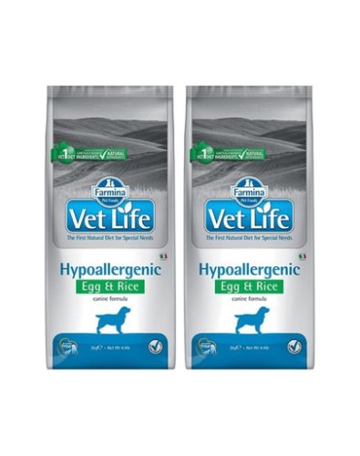 Farmina vet life dog hypoallergenic egg rice 2x12 kg dieta pentru caini cu alergii