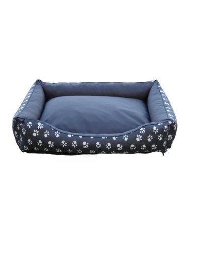 Fera pat pentru caini cu perna 115 x 90 cm albastru cu labute albe