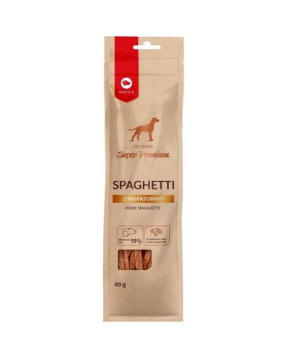 Maced super premium spagetti recompense caini, sub forma de spaghete, cu porc 40 g