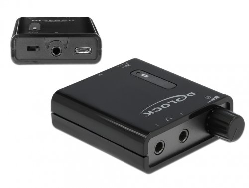 Amplificator audio portabil cu 2 iesiri si bass boost, delock 64056