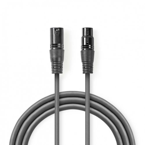 Cablu audio balansat prelungitor xlr 3 pini t-m 5m, nedis coth15010gy50