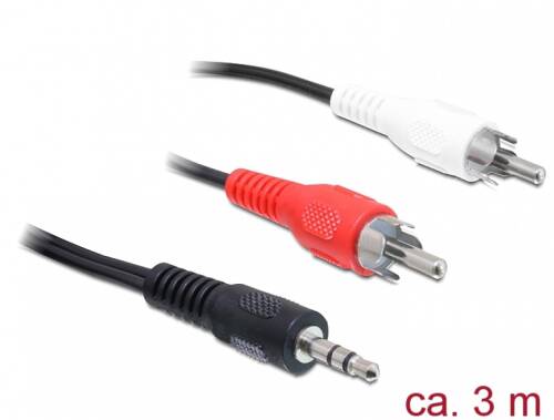Cablu audio jack 3.5mm la 2 x rca 3m, delock 84942