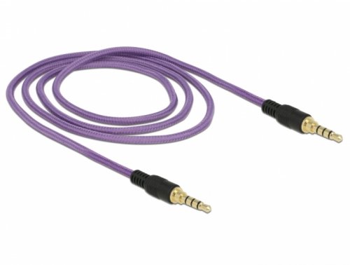 Cablu audio jack stereo 3.5mm (pentru smartphone cu husa) t-t 4 pini 1m mov, delock 85596
