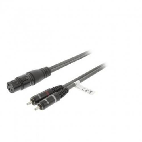 Cablu audio stereo xlr 3 pini la 2 x rca m-t 3m gri, sweex swop15220e30