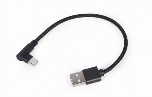 Cablu de date si alimentare usb la usb type c unghi 0.2m negru, gembird cc-usb2-amcml-0.2m