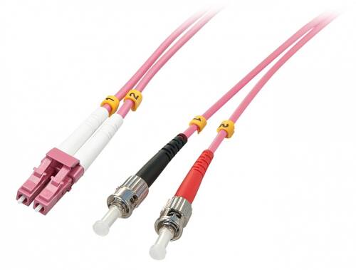 Cablu fibra optica lc-st om4 duplex multimode 15m, lindy l46355