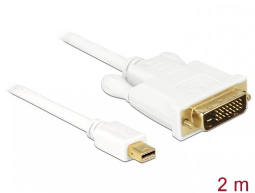 Cablu mini displayport 1.1 la dvi-d 24+1 pini t-t alb 2m, delock 82918