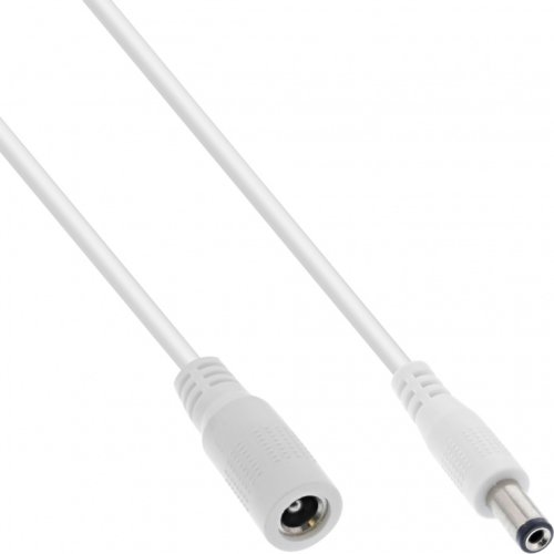 Cablu prelungitor de alimentare dc 5.5x2.5mm t-m 0.5m alb, inline il26955f