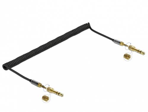 Cablu spiralat jack stereo 3.5mm 3 pini t-t + adaptor 6.35mm 3m, delock 85838