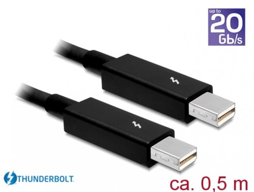 Cablu thunderbolt 2 t-t 0.5m negru, delock 83154