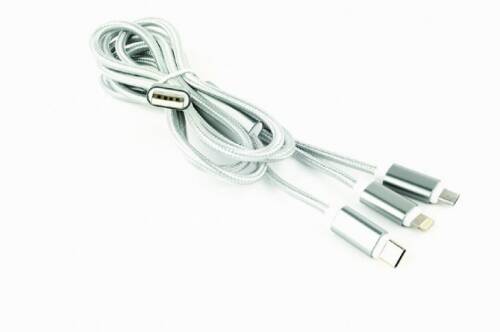 Cablu usb 2.0 la micro usb-b, usb-c si lightning apple 1m, gembird cc-usb2-am31-1m-s