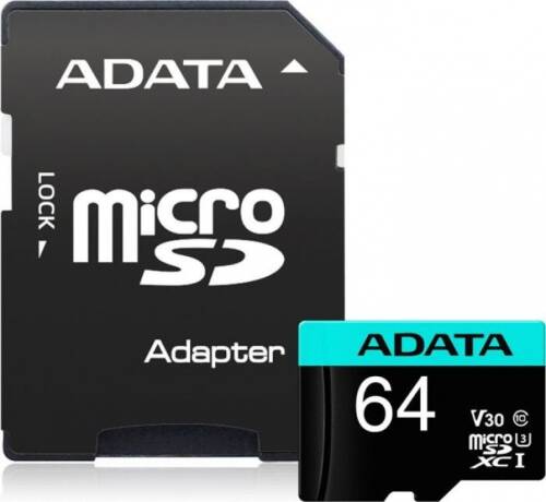 A-data Card de memorie micro sdxc premier pro 64gb clasa 10 uhs-i u3, adata ausdx64gui3v30sa2