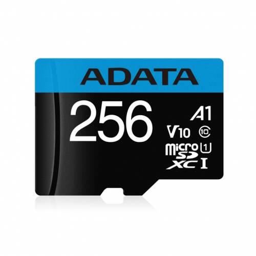 A-data Card de memorie microsd sdxc 256gb clasa 10 + adaptor sd, adata ausdx256guicl10a1-ra1