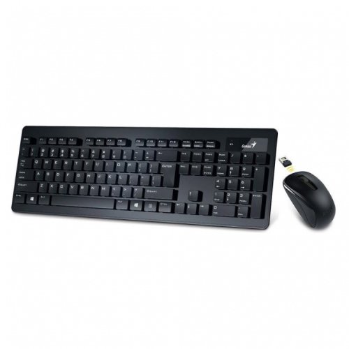 Kit tastatura chocolate si mouse wireless slimstar 8005 negru, genius 