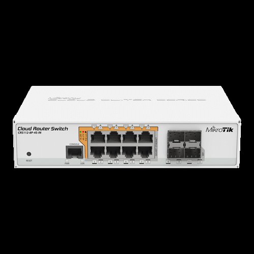 Cloud router switch, 8 x gigabit cu poe-out, 4 x sfp - mikrotik crs112-8p-4s-in