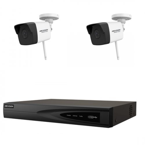 Hikvision Kit 2 camere de supraveghere wireless 2mp, 30m ir, lentila 2.8mm, nvr 4 canale, rezolutie pana la 4k