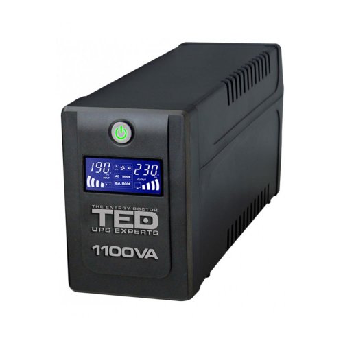 Rovision Ups 1100va / 600w lcd line interactive cu stabilizator 4 iesiri schuko ted ups expert ted001573