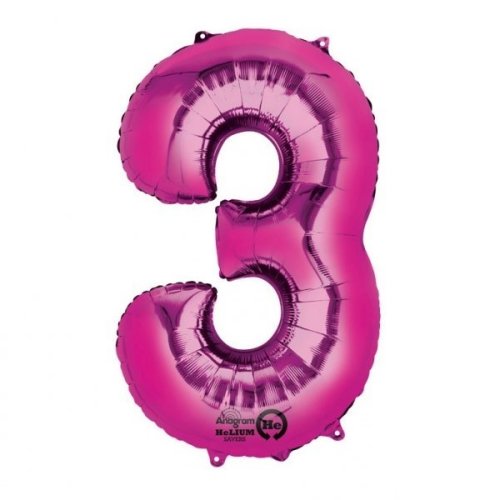 Balon folie cifra 3 roz 66cm