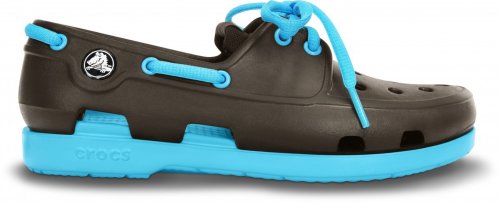 Pantofi crocs kids' beach line lace boat shoe maro - espresso/electric blue